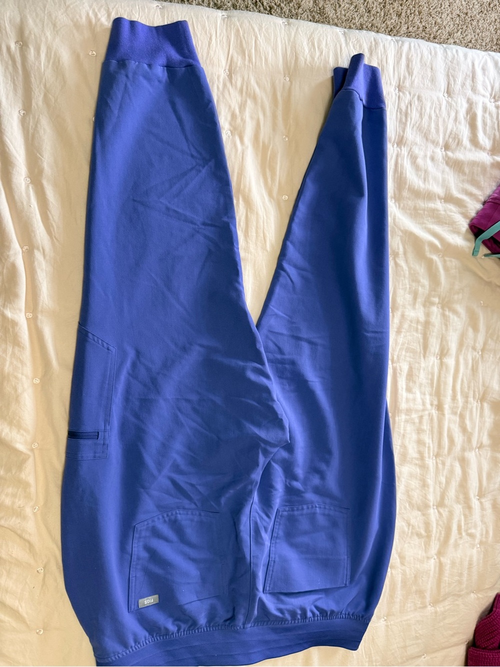 Figs Purple Women’s Joggers with Pink Drawstring - Picture 3 of 3